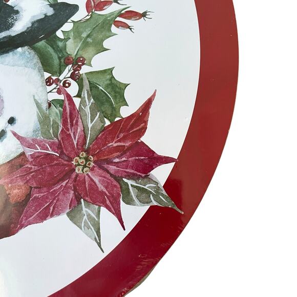 Christmas Cork Backed Hard Placemats 15in Holiday Snowman & Poinsettia 4pc New - Picture 5 of 9